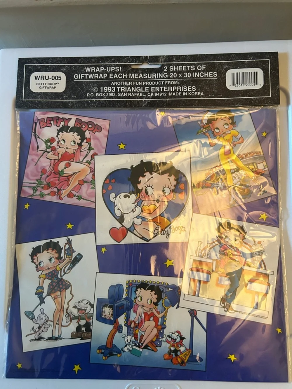 Betty Boop Purple Cartoon Panel Gift Wrap Sheets
